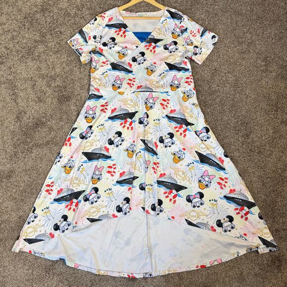 Rainbow Rules Disney Wish Cruise Dress XXXL Midi Mickey Donald Minnie Lips Ships - Picture 1 of 10